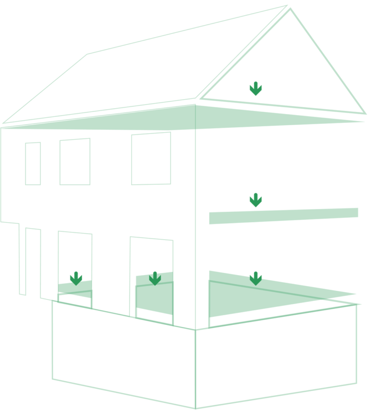 Illustration d'une maison avec mise en avant des planchers et sols